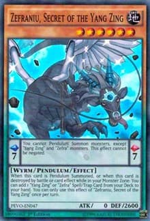 Zefraniu, Secret of the Yang Zing: Pendulum Evolution
