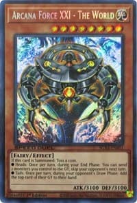 Arcana Force XXI - The World (Secret Rare): Speed Duel GX: Midterm Destruction